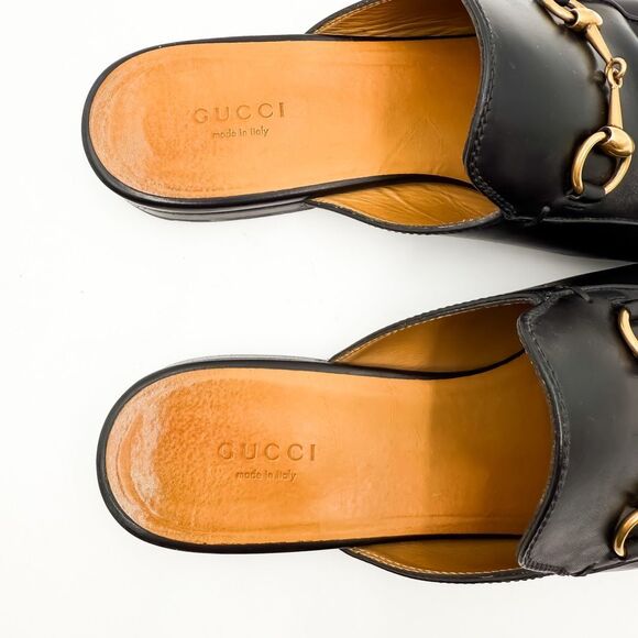 Gucci Princetown Horsebit Black Leather Loafers Mules Slip On Flats EU 40 US 10 - Picture 10 of 13